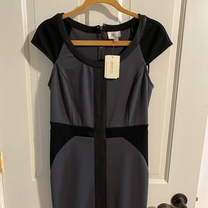 ECI NY size 8 black and faux leather dress